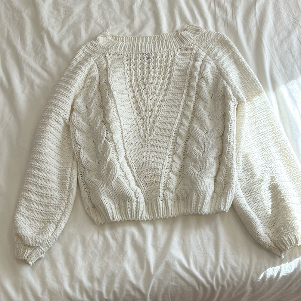 White Cable Knit Sweater